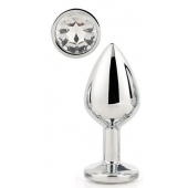 Серебристая анальная втулка с прозрачным кристаллом - 7,1 см. - Dream Toys - купить с доставкой в Балашихе