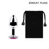 Серебристая анальная пробка с малиновым кристаллом - 7,2 см. - Anal Jewelry Plug - купить с доставкой в Балашихе
