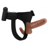 Страпон с вагинальной пробкой и вибрацией Ultra Passionate Harness - 16 см. - Baile - купить с доставкой в Балашихе