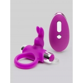 Лиловое виброкольцо с пультом ДУ Remote Control Cock Ring - Happy Rabbit - в Балашихе купить с доставкой