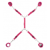 Ярко-розовый набор фиксаций на кровати Classic Bed Spreader - Lux Fetish - купить с доставкой в Балашихе