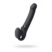 Черный безремневой вибрострапон Vibrating Bendable Strap-On L - Strap-on-me - купить с доставкой в Балашихе