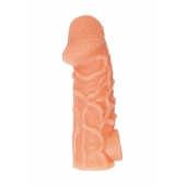 Телесная закрытая насадка с венками Cock Sleeve Size M - 15,6 см. - KOKOS - в Балашихе купить с доставкой