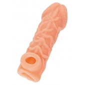 Телесная закрытая насадка с венками Cock Sleeve Size M - 15,6 см. - KOKOS - в Балашихе купить с доставкой