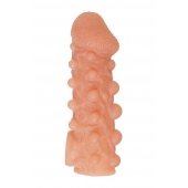 Телесная закрытая насадка с шариками Cock Sleeve Size M - 15,6 см. - KOKOS - в Балашихе купить с доставкой