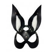 Черная маска зайки с белым мехом на ушках Miss Bunny - БДСМ Арсенал - купить с доставкой в Балашихе