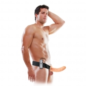 Телесный полый страпон с вибрацией 8  Vibrating Hollow Strap-On - 20,5 см. - Pipedream - купить с доставкой в Балашихе