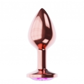 Пробка цвета розового золота с лиловым кристаллом Diamond Quartz Shine L - 8,3 см. - Lola Games - купить с доставкой в Балашихе