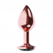 Пробка цвета розового золота с черным кристаллом Diamond Jet Shine L - 8,3 см. - Lola Games - купить с доставкой в Балашихе