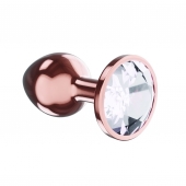 Пробка цвета розового золота с прозрачным кристаллом Diamond Moonstone Shine L - 8,3 см. - Lola Games - купить с доставкой в Балашихе