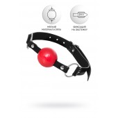 Красный кляп-шар на черных ремешках Anonymo - ToyFa - купить с доставкой в Балашихе