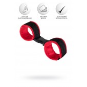 Красно-черные велюровые наручники Anonymo - ToyFa - купить с доставкой в Балашихе