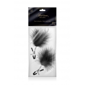 Зажимы на соски с черными пуховыми кисточками Sweet Caress Feather Nipple Clumps - Sweet Caress - купить с доставкой в Балашихе