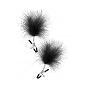 Зажимы на соски с черными пуховыми кисточками Sweet Caress Feather Nipple Clumps - Sweet Caress - купить с доставкой в Балашихе