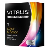 Цветные ароматизированные презервативы VITALIS PREMIUM color   flavor - 3 шт. - Vitalis - купить с доставкой в Балашихе