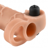 Телесная вибронасадка с кольцом Vibrating Real Feel 2 Extension - 16 см. - Pipedream - в Балашихе купить с доставкой