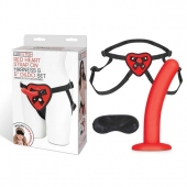 Красный поясной фаллоимитатор Red Heart Strap on Harness   5in Dildo Set - 12,25 см. - Lux Fetish - купить с доставкой в Балашихе