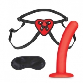 Красный поясной фаллоимитатор Red Heart Strap on Harness   5in Dildo Set - 12,25 см. - Lux Fetish - купить с доставкой в Балашихе