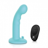 Голубая изогнутая насадка 6in Remote Control Ripple P-Spot G-Spot на черных трусиках - 16 см. - Pegasus - купить с доставкой в Балашихе