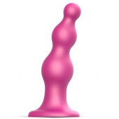Розовая насадка Strap-On-Me Dildo Plug Beads size S - Strap-on-me - купить с доставкой в Балашихе