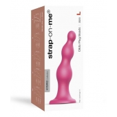 Розовая насадка Strap-On-Me Dildo Plug Beads size L - Strap-on-me - купить с доставкой в Балашихе