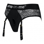 Черные трусики для насадок Diva Lingerie Harness - size S - Strap-on-me - купить с доставкой в Балашихе