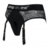 Черные трусики для насадок Diva Lingerie Harness - size L - Strap-on-me - купить с доставкой в Балашихе