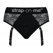 Черные трусики для насадок Diva Lingerie Harness - size L - Strap-on-me - купить с доставкой в Балашихе