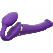 Фиолетовый безремневой вибрострапон Silicone Bendable Strap-On - size M - Strap-on-me - купить с доставкой в Балашихе