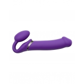Фиолетовый безремневой вибрострапон Silicone Bendable Strap-On - size XL - Strap-on-me - купить с доставкой в Балашихе