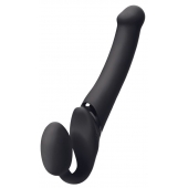 Черный безремневой вибрострапон Silicone Bendable Strap-On - size XL - Strap-on-me - купить с доставкой в Балашихе