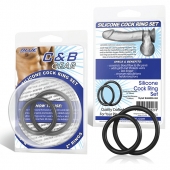 Набор из двух черных силиконовых колец разного диаметра SILICONE COCK RING SET - BlueLine - в Балашихе купить с доставкой