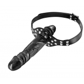 Черный кляп-фаллоимитатор Double Penis Gag - Fetish Tentation - купить с доставкой в Балашихе