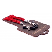 Металлические зажимы на соски с красными замшевыми кисточками - Crazy Handmade - купить с доставкой в Балашихе