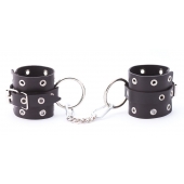 Черные кожаные наручники с люверсами - Crazy Handmade - купить с доставкой в Балашихе
