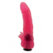 Розовая насадка для страпона с клиторальными лепестками - 18,5 см. - LOVETOY (А-Полимер) - купить с доставкой в Балашихе