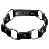 Кожаный черный ошейник с кольцами - Sitabella - купить с доставкой в Балашихе
