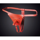 Красные кожаные универсальные трусики со штырьком для насадок - Sitabella - купить с доставкой в Балашихе