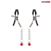 Серебристые зажимы на соски с шариками на цепочках - Notabu - купить с доставкой в Балашихе