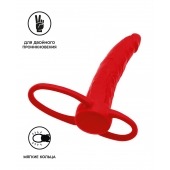 Красная насадка на пенис для двойного проникновения Black Red - 16,5 см. - ToyFa - купить с доставкой в Балашихе