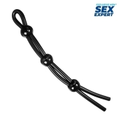 Черное силиконовое лассо с тремя шариками для утяжки - Sex Expert - в Балашихе купить с доставкой