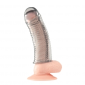 Текстурированная насадка на пенис Clear Textured Penis Enhancing Sleeve Extension - 16,5 см. - BlueLine - в Балашихе купить с доставкой