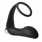 Черное эрекционное кольцо с вибропробкой Vibrating Anal Plug With Cockring - Dream Toys - в Балашихе купить с доставкой