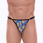 Синие мужские трусы-тонги с разноцветным принтом - Don Moris купить с доставкой