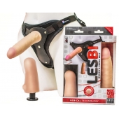 Телесный страпон Harness LESBI с вагинальной пробкой - 16,5 см. - LOVETOY (А-Полимер) - купить с доставкой в Балашихе