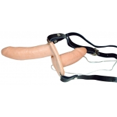 Телесный женский страпон с вагинальной пробкой Strap-On Duo - 15 см. - Orion - купить с доставкой в Балашихе
