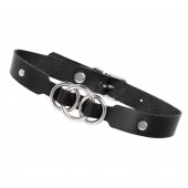 Черный кожаный ошейник со связанными кольцами - Pecado - купить с доставкой в Балашихе