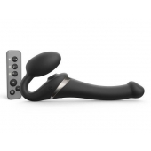 Черный безремневой страпон Multi Orgasm Size S с клиторальной стимуляцией - Strap-on-me - купить с доставкой в Балашихе