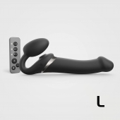 Черный безремневой страпон Multi Orgasm Size L с клиторальной стимуляцией - Strap-on-me - купить с доставкой в Балашихе