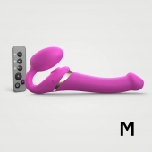 Ярко-розовый безремневой страпон Multi Orgasm Size M с клиторальной стимуляцией - Strap-on-me - купить с доставкой в Балашихе